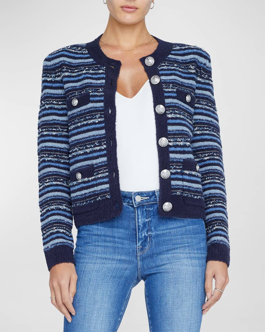 L'Agence Woodson Stripe Knit Jacket | Neiman Marcus