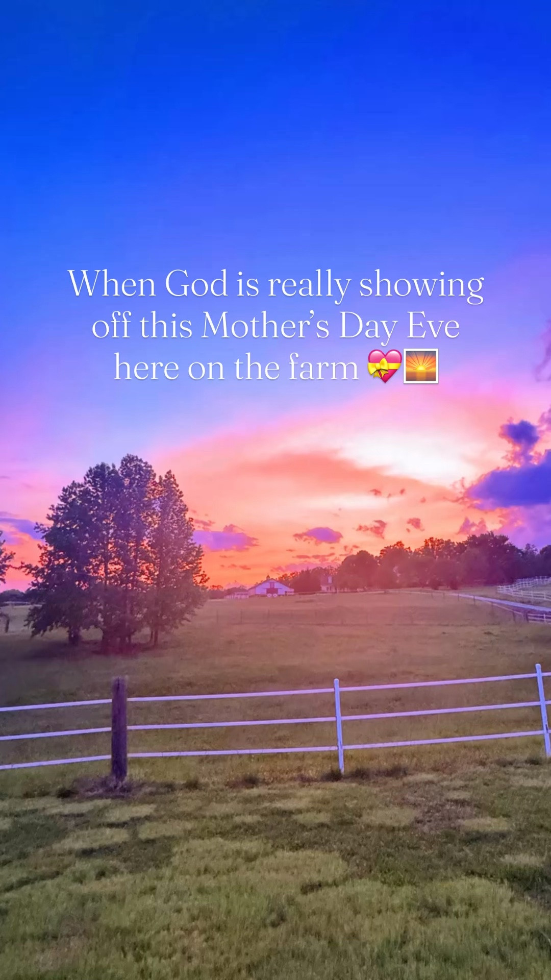 Happy “Mother’s Day Eve,” y’all 🌅💌🌸🌳💝🎞️🍎👩‍🌾🍑🌱🌾🛻 #mothersdayeve 

Woke up to this beautiful Saturday of Mother’s Day weekend to even more (!!) gorgeous 🤩 peony blooms 🌸 here on the farm!! 🌳✨ Nothing better than freshly picked homegrown bouquets 💐 to share with the wonderful mamas and grandmamas in our lives!! 💝💫 #mothersdayflowers 

And I was busy this afternoon having so much fun 🤩 putting together these special Mother’s Day 🌸 gifts 💝 for loved ones!! 🥰💖 I mean… how cute y’all!!!! I’m obsessed!!! 💖🤩 There is nothing more special than handprint 🖐🏼 crafts 🎨 , fresh picked peonies 🌸, and heirloom portraits of your babies 👶🏼… I’m telling you!!! 📸🎞️ #mothersdaygifts 

And God was really showing off tonight with this “Mother’s Day Eve” sunset 🌅 over the farm, y’all!! 😍 Also, sound on 🔔 to hear Judson’s sweet whittle voice saying “you can see our whole house” and Sweet Baby Levi Rhett singing “EIEIO” 🎶 (Old McDonald Had a Farm - his favorite song 🎵 these days 🤭) as we were watching the sunset 🌅 over our property… hands down the prettiest we’ve seen yet! Just unreal!!! 🤩 God sure has his hand on this sacred place we get to make our forever home 🏡, plant our roots 🌱, and raise our babies 👶🏼- what a sweet sweet Mother’s Day gift 💝 this sunset was tonight!!! Thank you, Jesus, for this beautiful little country life of ours on this land!! 💖 And look how beautiful 🤩 the sunset 🌅 was over the orchard 🌳 of apple 🍎, plum 💜, and peach 🍑 trees 🌱 we just planted 🪏- makes me so so happy!!! 🥰 Our whole journey 🗺️ and story 📖 led us HERE - thank you, thank you, Jesus!! 🙏 #mothersdaysunset