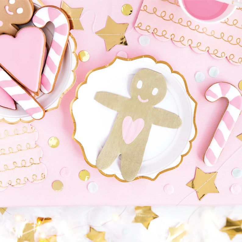 Gingerbread Man Napkins  Pink & Gold Christmas  Pink | Etsy | Etsy (US)