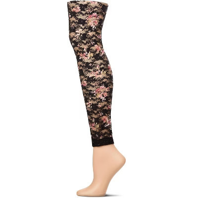 Memoi Women's Luxe Floral Lace Leggings Black M-L | Target