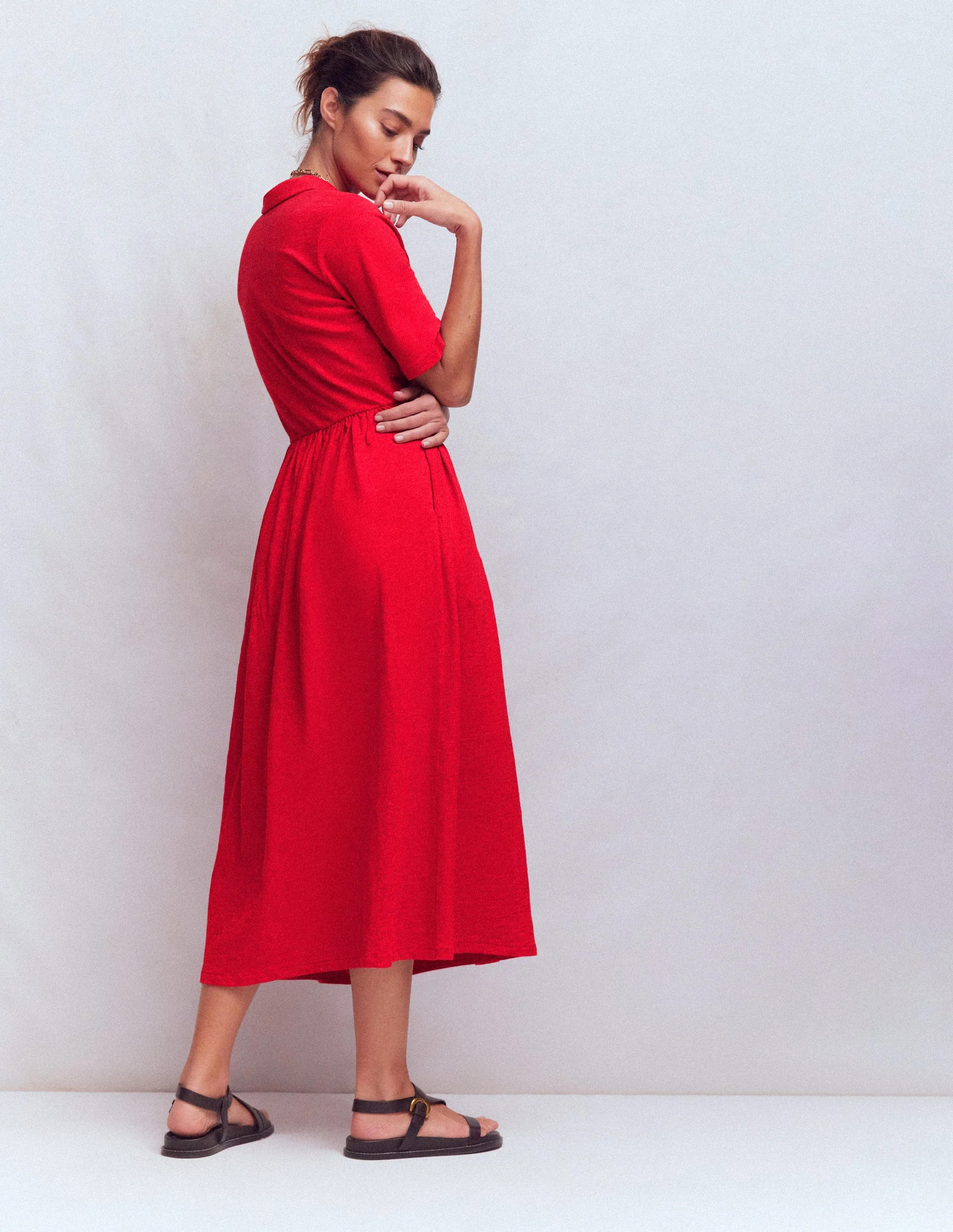 Aria Collared Jersey Dress-Merida Red | Boden (US)