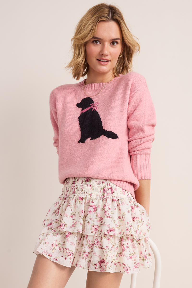 Bow Dog Graphic Pullover Sweater | Francesca's