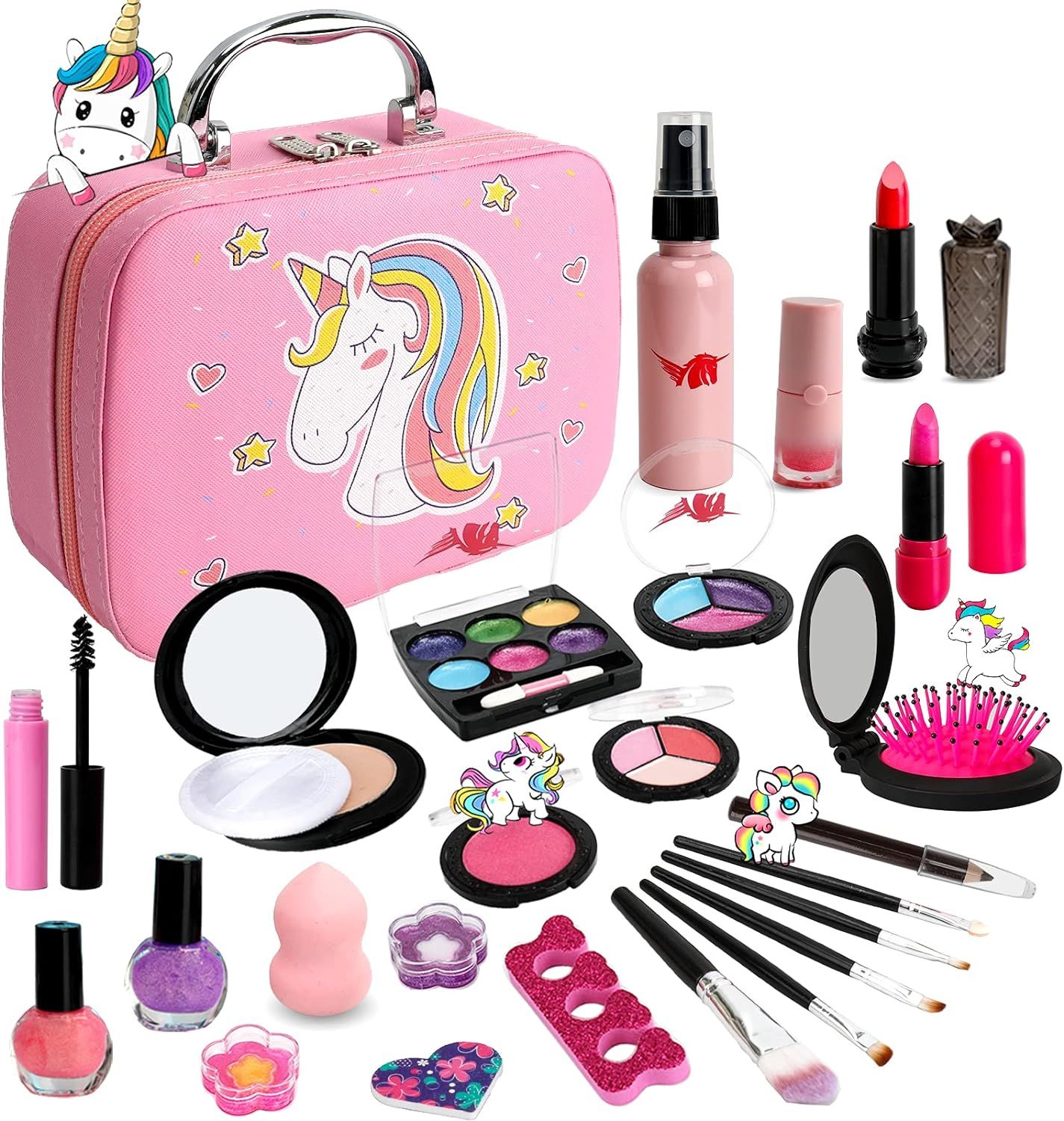 Kids Washable Makeup Girls Toys - Real Make Up Set Washable Make up Kit for Toddler Kids Girl Chi... | Amazon (US)