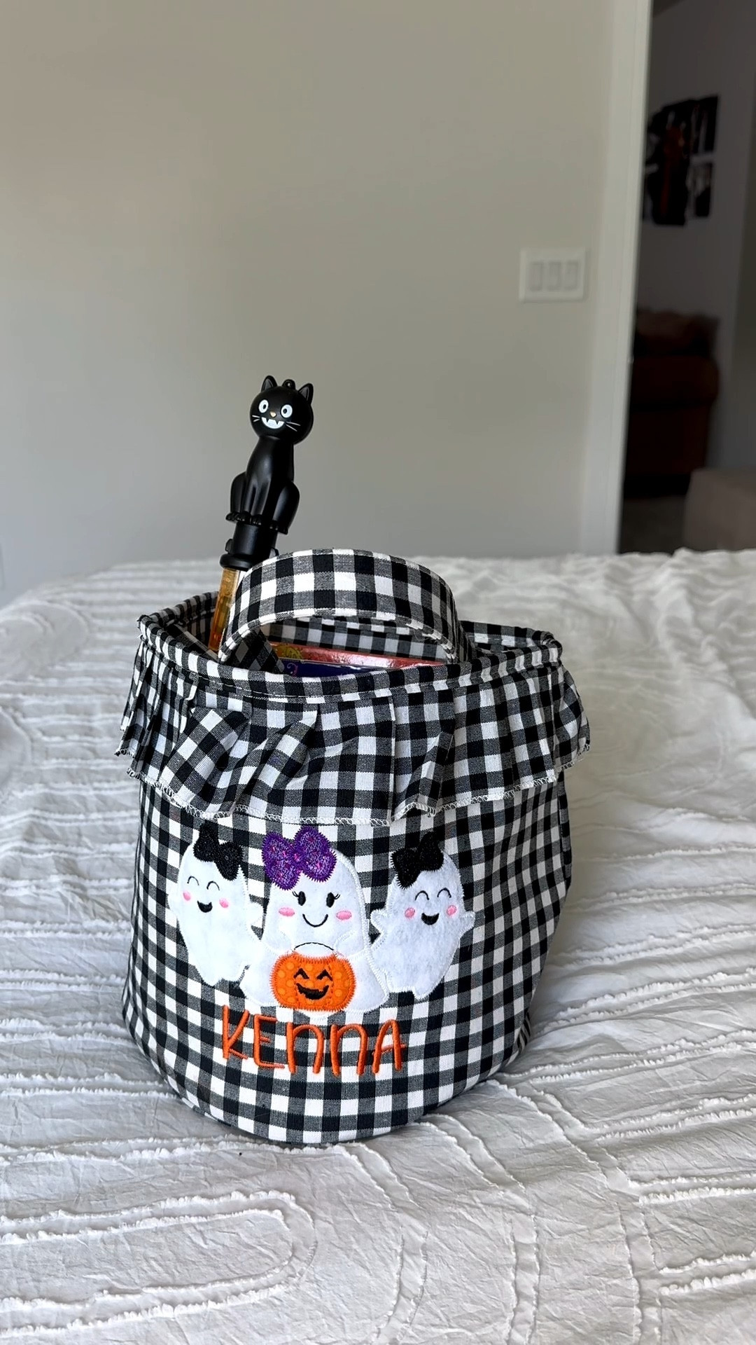 Boo basket! 
I can’t link the pjs or sweatshirt. 
Pjs are from Jensen’s Jammies. 
Sweatshirt is from Dreamy Threads Co. The sweatshirt does take 2-2.5 weeks to ship even though it says 7 days. So keep that in mind. 
Bubble wand is from Target dollar spot  

#LTKKids #LTKHalloween #LTKFamily