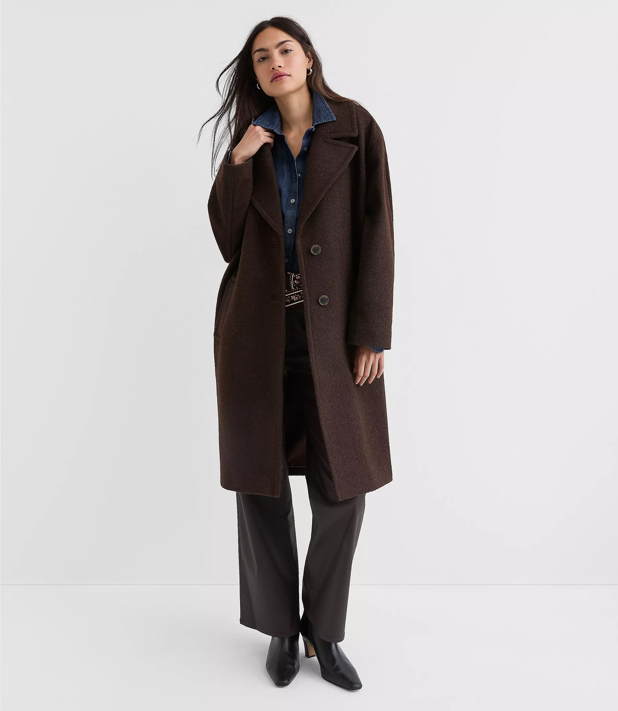 Petite Boucle Twill Cocoon Coat | LOFT