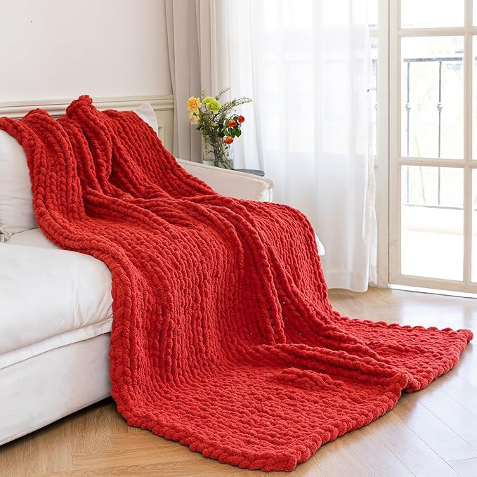 Chunky Knit Blanket - Luxury Soft Cozy 40 * 50 Throw Blanket,100% Woven Blanket Rope Knot Throw B... | Amazon (US)