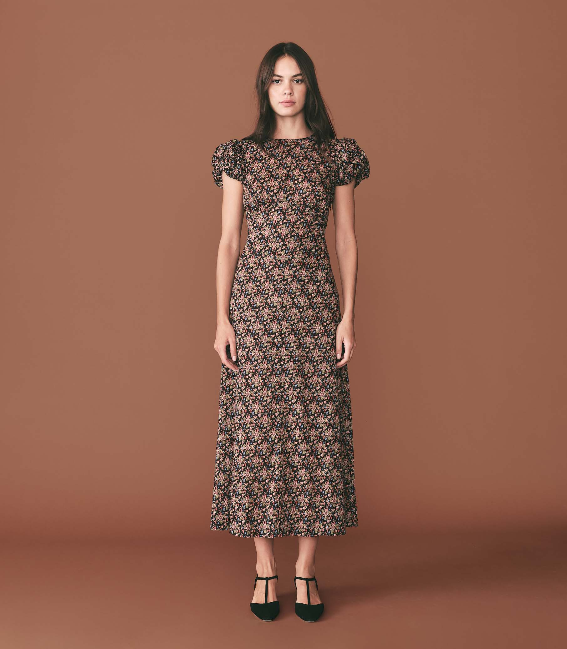 Rhodia Dress - Noir Forest Floral | DÔEN | DOEN