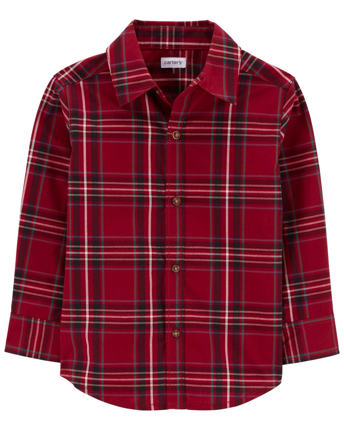 Red Toddler Plaid Button-Front Shirt | carters.com | Carter's