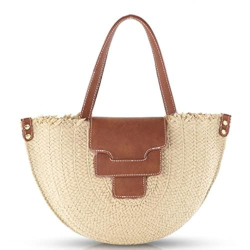 QTKJ Straw Bag, Summer Beach Bag for Women, Hand-Woven Soft Handbag Underarm Bag, Large Crossbody Bag, Woven Bag Suitable for Vacation Travel Daily (Beige) | Amazon (US)