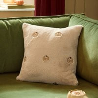 Furn Autumn Pumpkins Embroidered Faux Fur Cushion in Natural | Size: 45 cm x 45 cm | Debenhams UK