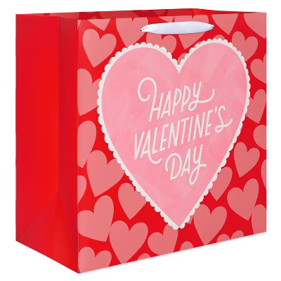 Valentine's Day XL Square Gift Bag Pink Heart | Target