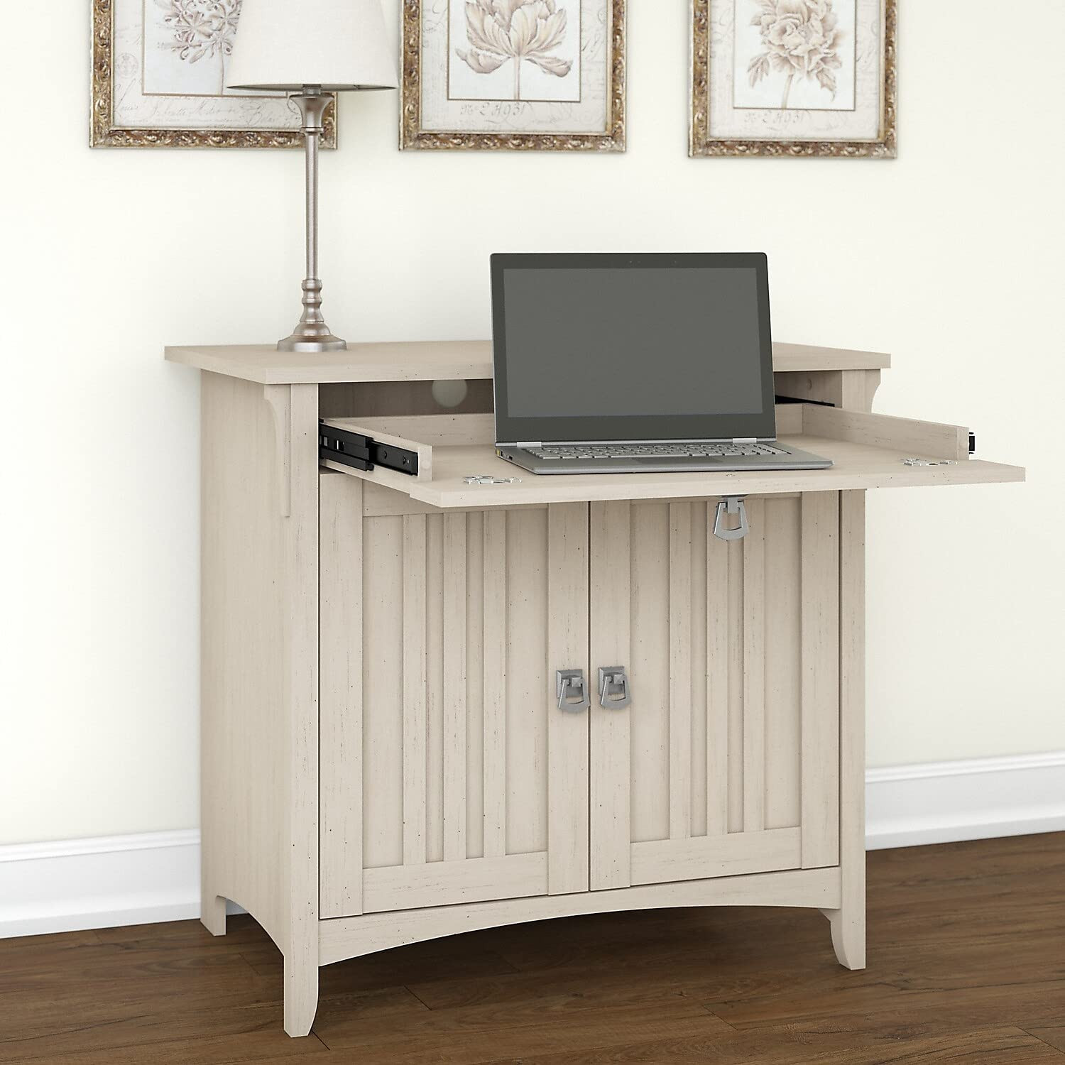 Bush Furniture Salinas Secretary Desk with Keyboard Tray and Storage Cabinet in Antique White | Amazon (US)