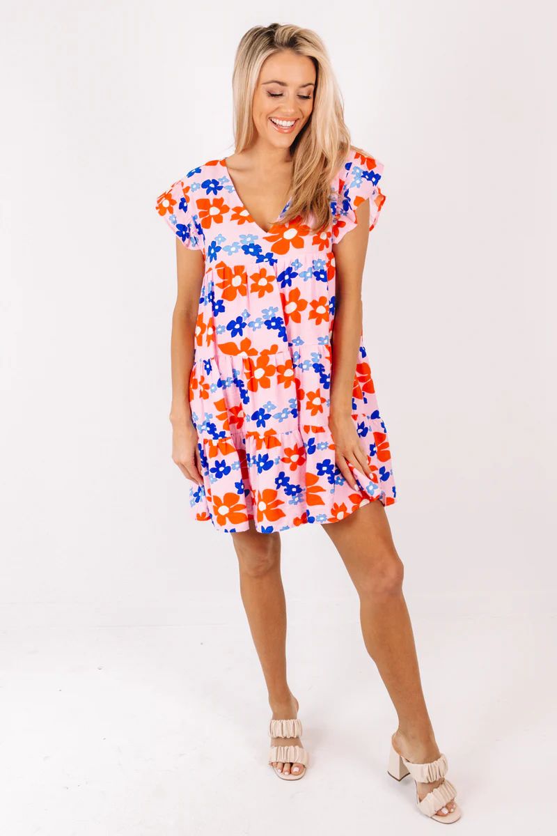 Funky Floral Dress - Pink | The Impeccable Pig