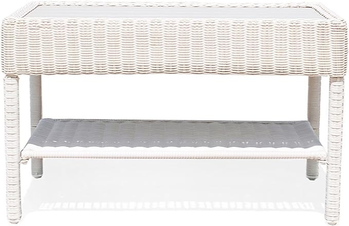 Park Meadow Outdoor Wicker Coffee Table 34 Inch HDPE Rattan Patio Furniture with Double Shelves &... | Amazon (US)