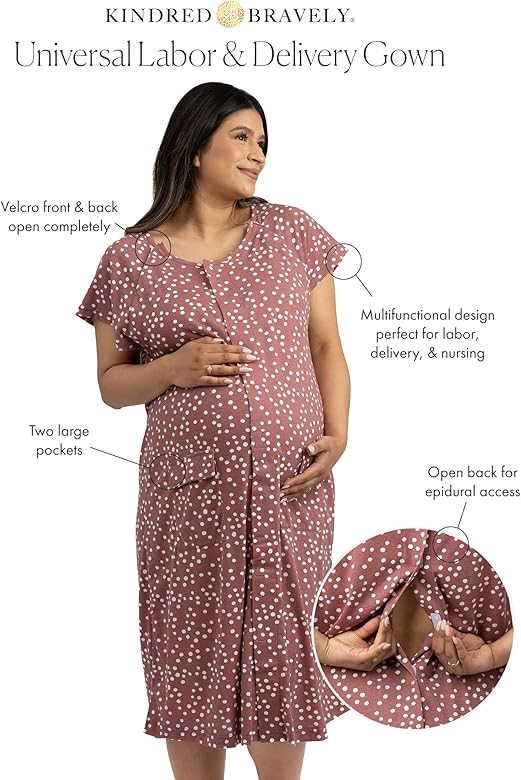 Kindred Bravely Universal Labor and Delivery Gown | 3 in 1 Labor, Delivery and Nursing Hospital Gown | Amazon (US)