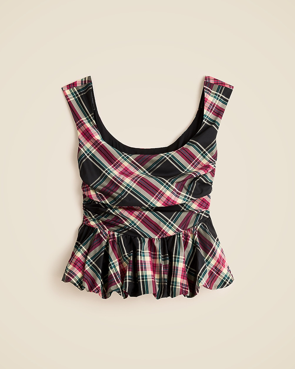 Scoopneck bubble-hem tank top in tartan | J. Crew US