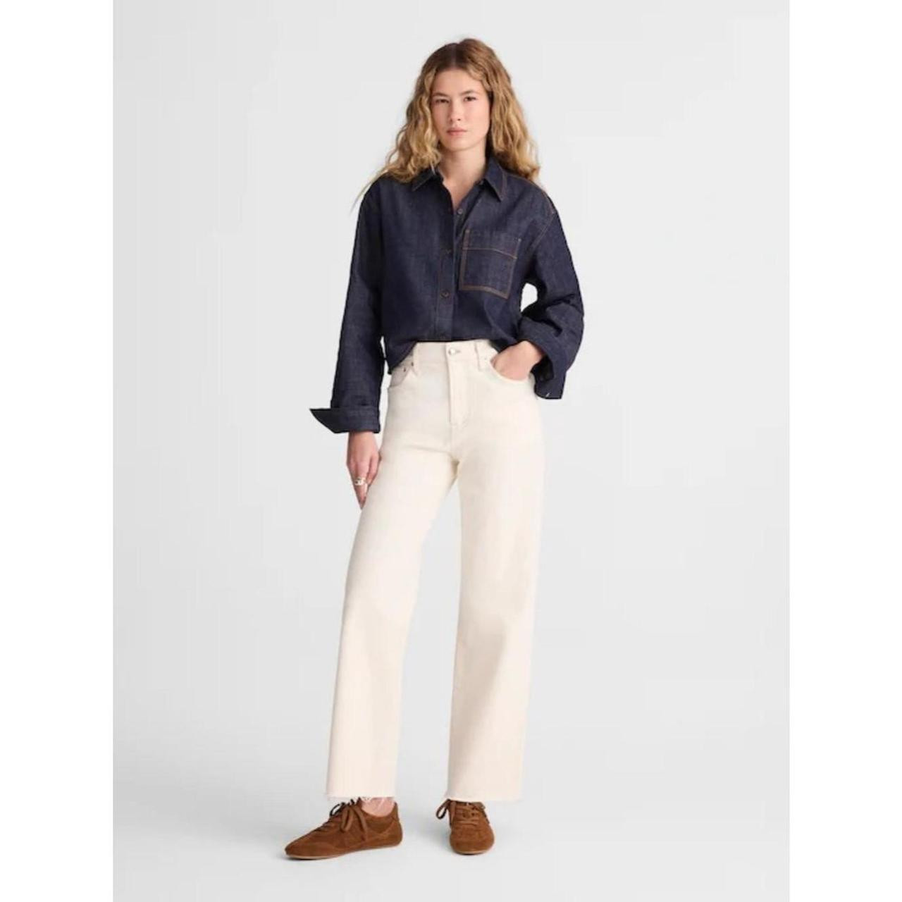 Madewell Women's Wide leg Jeans - Cream | Depop US