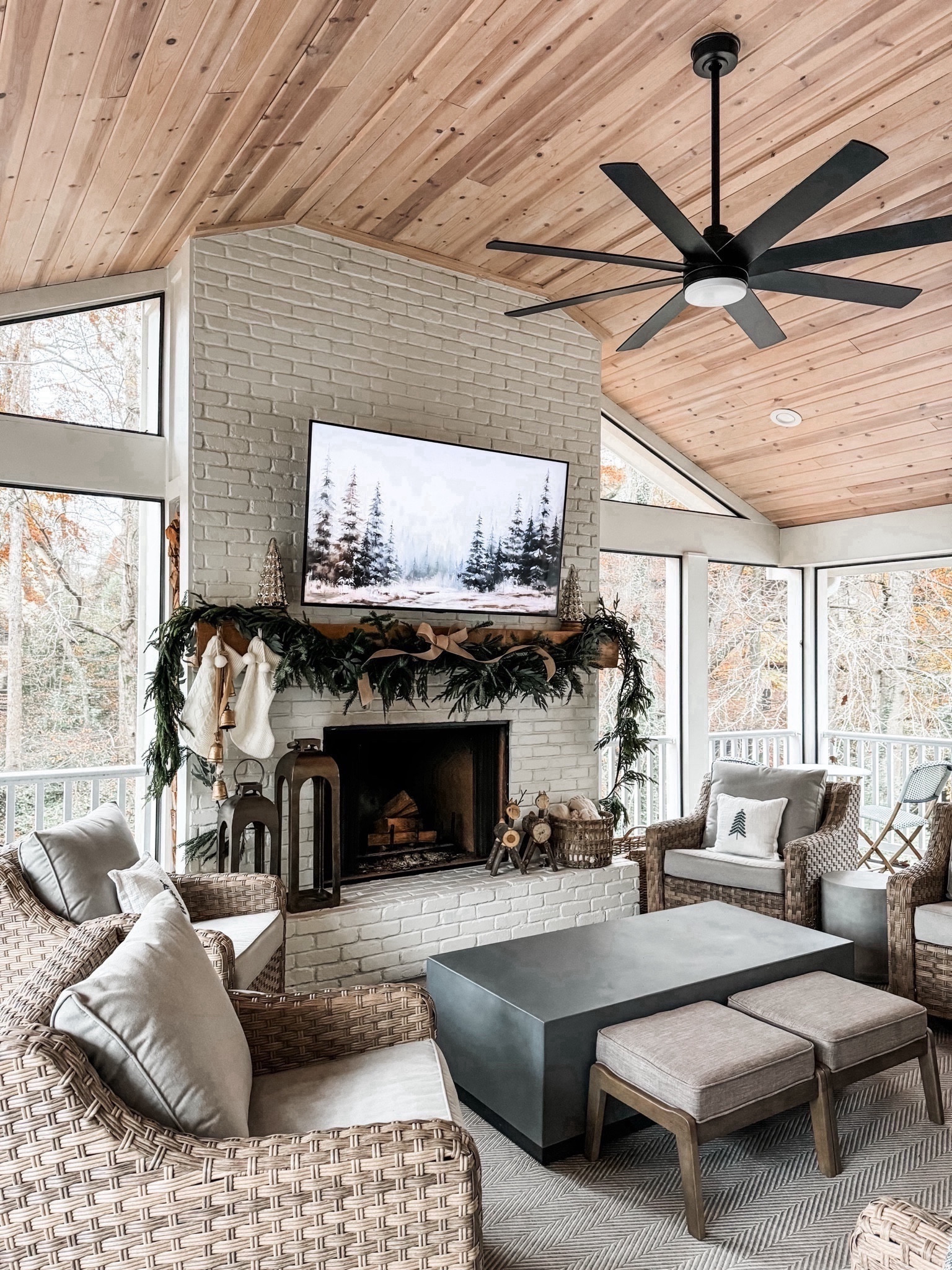 Winter wonderland patio 🌲🤍 

#patiofurniture #outdoorfurniture #outdoorswivelchair #garland #realtouchgarland #outdoorceilingfan #outdoortv #coffeetable #concretecoffeetable #outdoorcoffeetable #ottoman #lantern #bells #christmasdecor

#LTKHoliday #LTKhome #LTKSeasonal
