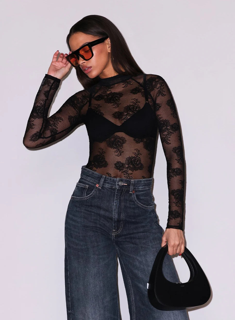 Black High Neck Lace Bodysuit | Fleur du Mal | Fleur du Mal