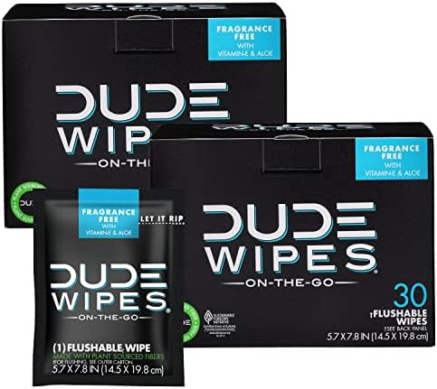 DUDE Wipes Flushable Wipes, Individually Wrapped for Travel, Unscented Wet Wipes with Vitamin-E & Al | Amazon (US)