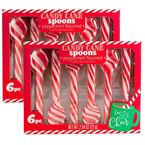 Candy Cane Peppermint Spoons – 1 doz – (2 packs of 6) | Edible Candy Cane Spoons | Candy Cane Spoons for Hot Chocolate and Coffee | Amazon (US)