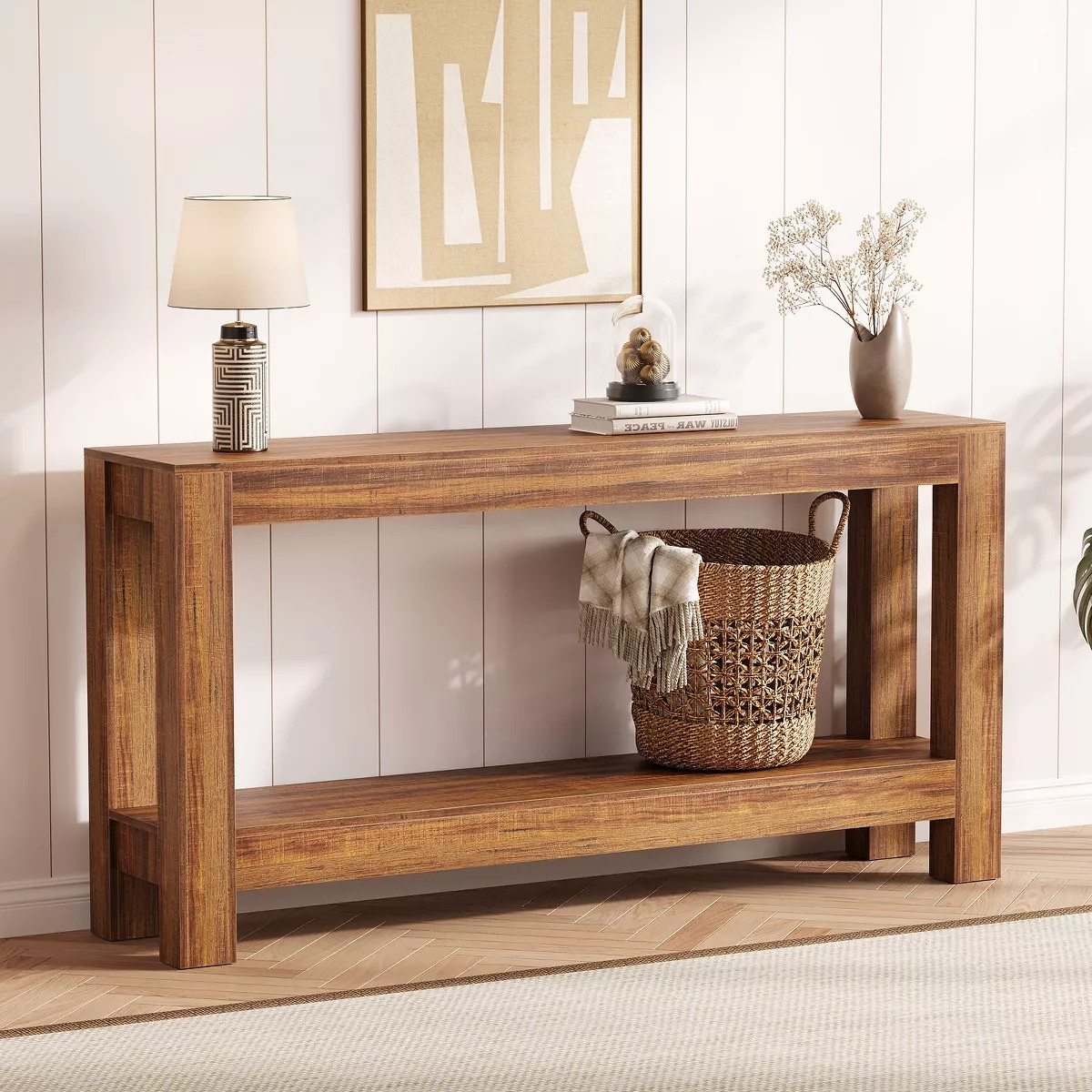 Garvee 63in Long Narrow Console Table, 2-Tier Farmhouse Entryway Table Sofa Table Behind Couch wi... | Target