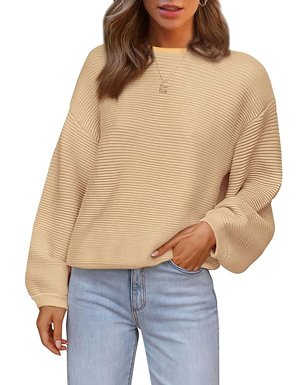 PRETTYGARDEN Womens Fall Sweaters 2024 Casual Loose Crewneck Ribbed Long Sleeve Top Knit Pullover... | Amazon (US)