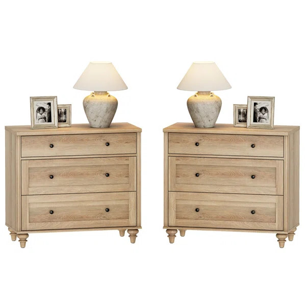 Nightstand For Bedroom With 3 Drawers, Mid Century Modern Wooden Closet Storage Organizer | Wayfair North America