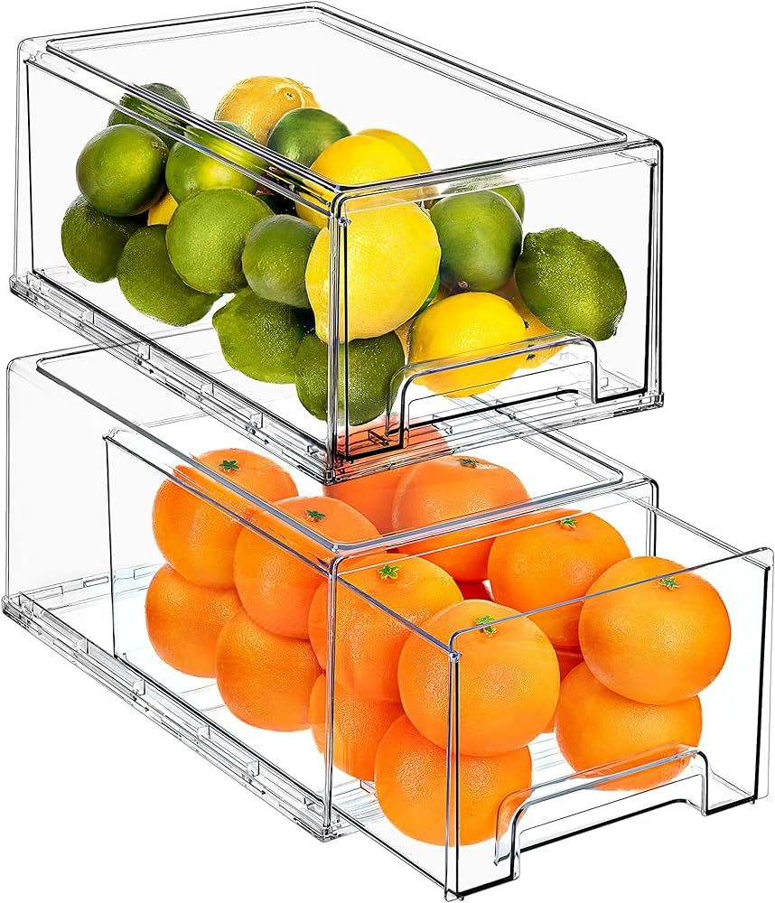 Sorbus Fridge Drawers - Clear Stackable Pull Out Organizer Bins - Food Storage Containers for Kit... | Amazon (US)