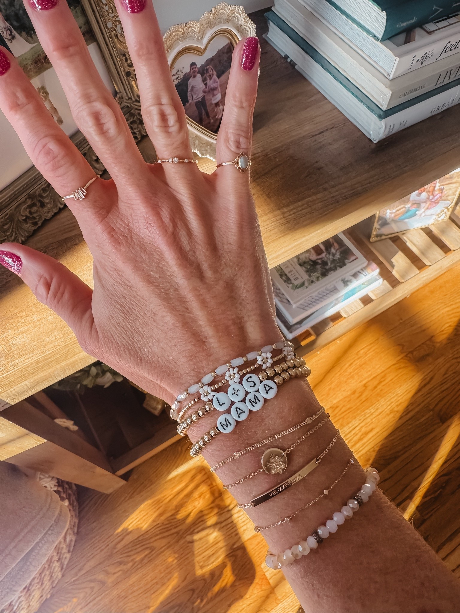 Dainty bracelets. Dainty rings. Gold jewelry. Bracelet stack. Mother’s Day gift ideas. Mom jewelry. Mom style. Personalized bracelets. Diamond jewelry  

#LTKmomlife #LTKootd #LTKKids