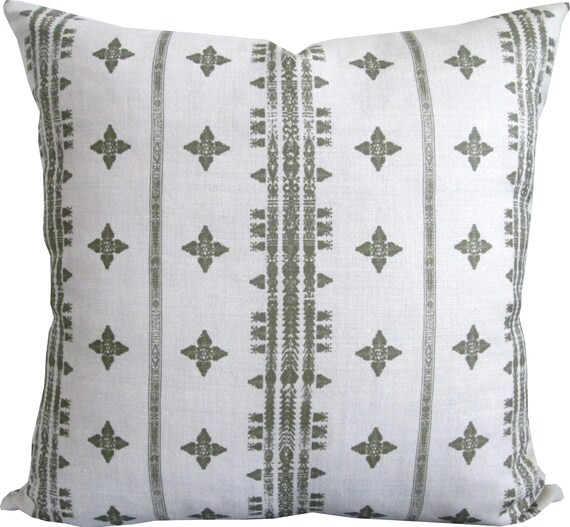 Moroccan Stripes In Green-High End Designer Decorative Pillow Cover-Block Print-Accent Pillow-Sin... | Etsy (US)