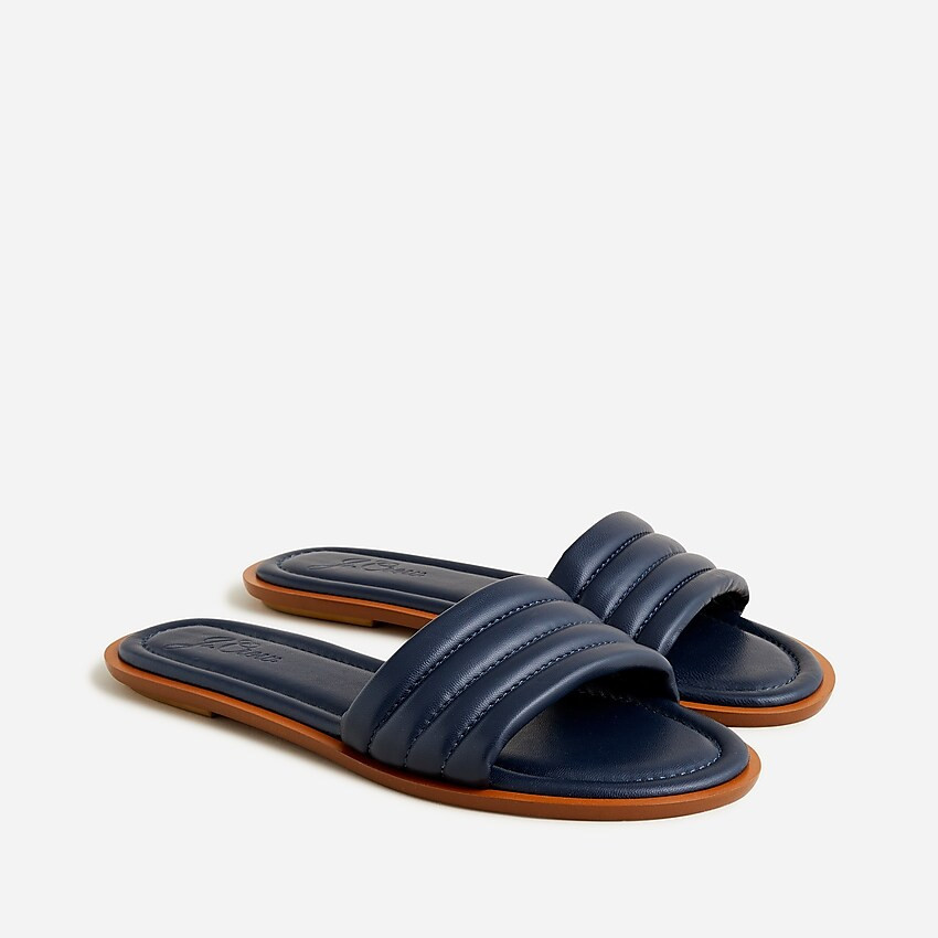 Sorrento padded slides in leather | J. Crew US