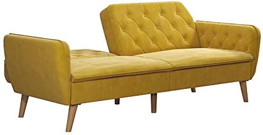 Novogratz Tallulah Memory Foam Couch, Mustard Yellow Velvet Futon, Full, 2144379N | Amazon (US)