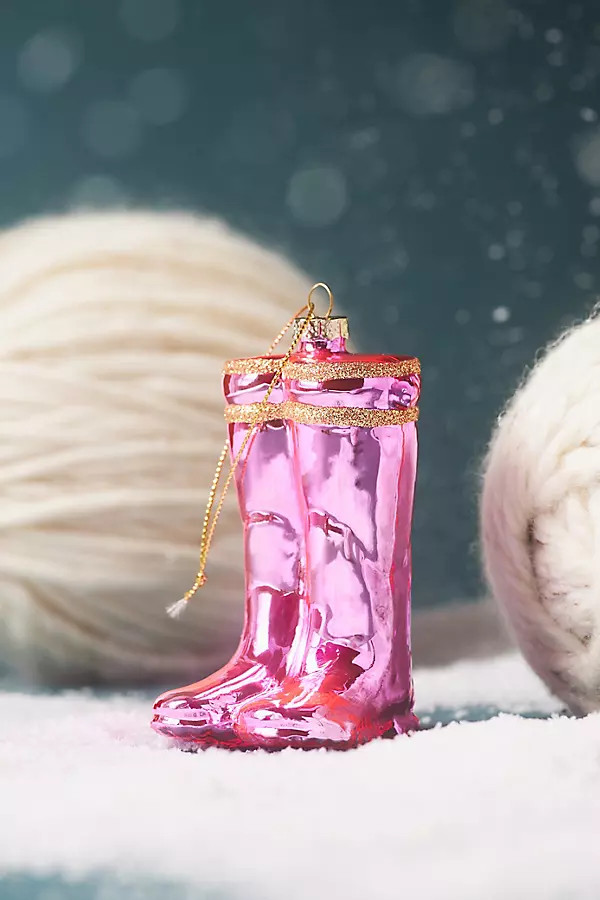 Pink Rainboots Glass Ornament | Anthropologie (US)