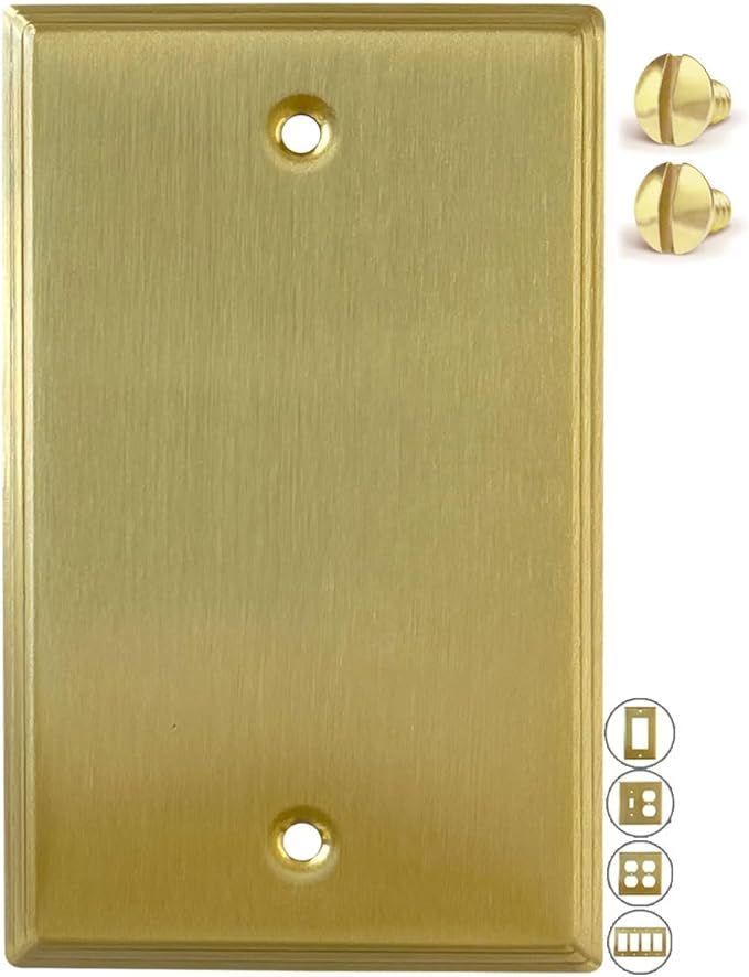 STANDARD SIZE Modern Metal Gold Blank Wall Plate, Blank Outlet Cover Corrosion Resistant for Unus... | Amazon (US)