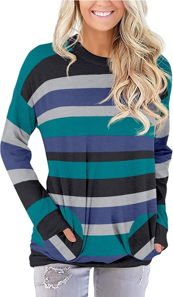 YSYOKOW Womens Casual Loose T Shirts Short/Long Sleeve Blouses Tunic Tops with Pockets | Amazon (US)