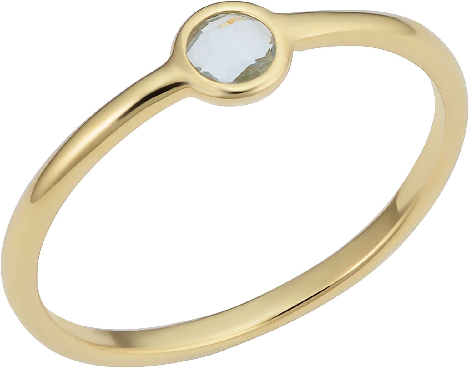 KoolJewelry 14k Yellow Gold Genuine Amethyst or Blue Topaz Ring Minimalist Jewelry For Women | Amazon (US)