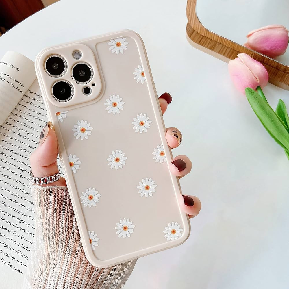 ZTOFERA TPU Back Case for iPhone 14 Pro Max, Daisy Pattern Glossy Soft Silicone Case, Cute Girls ... | Amazon (US)