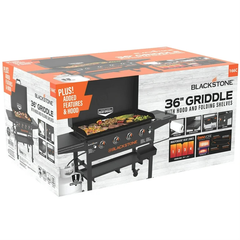 Blackstone Original 4-Burner 36” Propane Griddle with Hood and Omnivore Griddle Plate | Walmart (US)