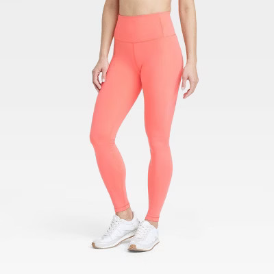 Women's Dynamic Flex High-Rise Leggings - All In Motion™ Coral Red XS: Moisture Wicking, Quick ... | Target