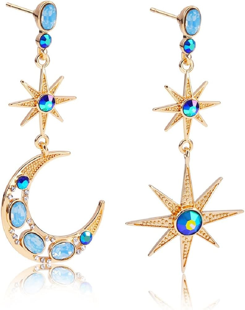 Moon Earrings for Women, Crescent Moon Star Dangle Earrings for Girls, Sun Moon Stars Drop Earrings  | Amazon (US)