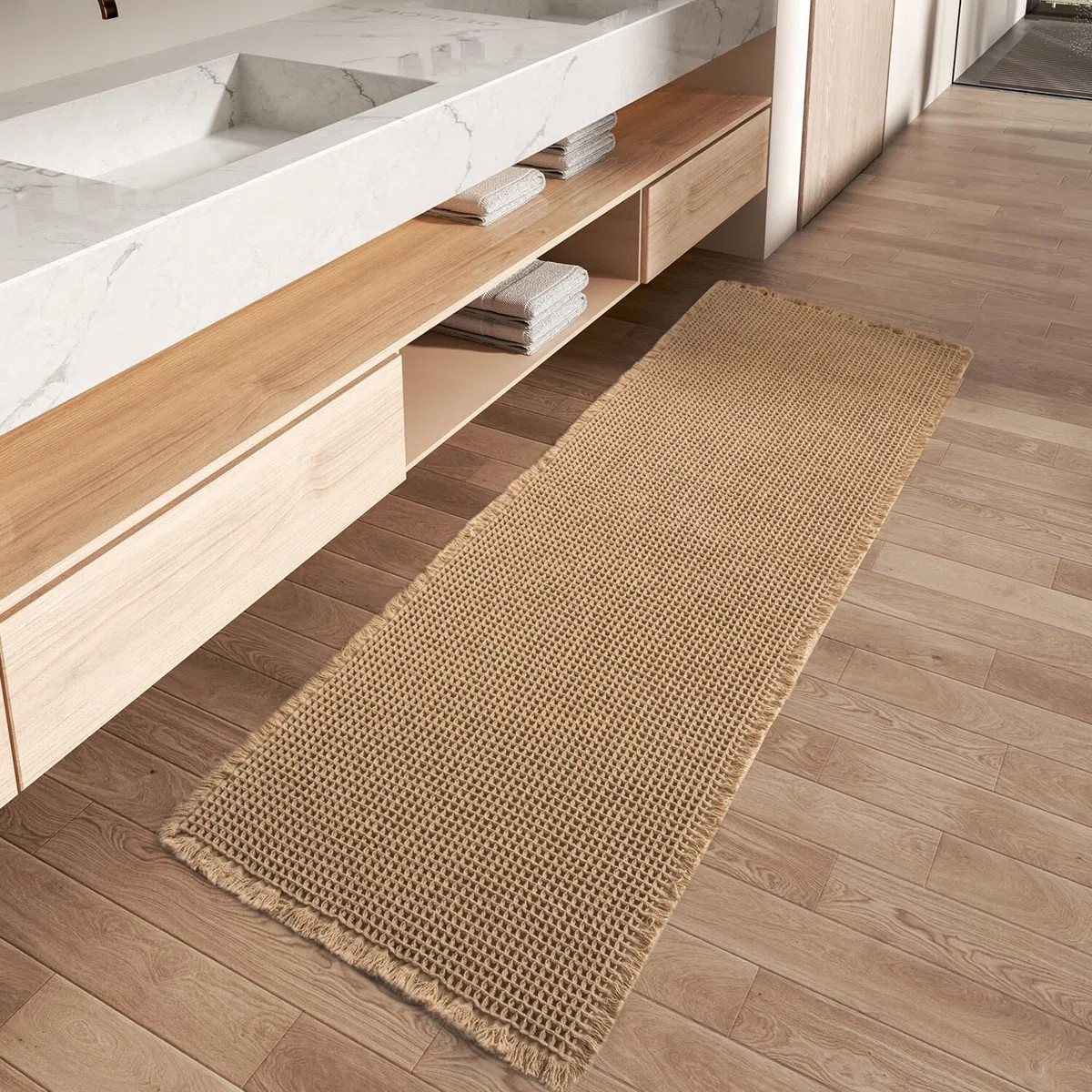 24" x 48" Machine Washable Bathroom Runner Rug with Tassels | Wayfair North America