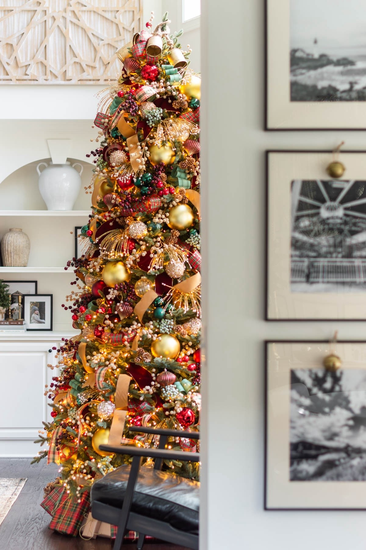 This year’s gold, red and green Christmas tree may be my top favorite of all time! I added lots of ornaments berry sprigs and ribbon until I arrived at the desired result. home decor Christmas decor Ralph Lauren Christmas bells gallery wall

#LTKFindsUnder50 #LTKHoliday #LTKHome