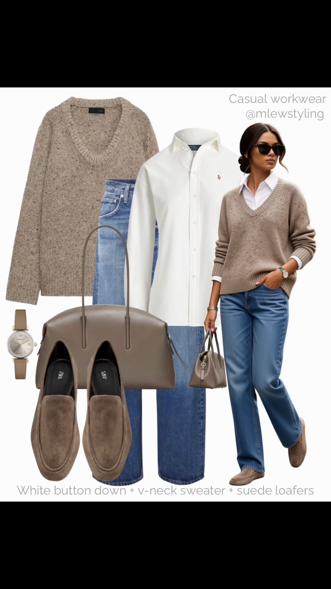 What to wear to the office in fall 🍂

Tags: new in Zara round neck sweater, polo Ralph Lauren white button down, suede loafers, demellier tote bag, leather watch, fall outfit formula, casual workwear, autumn capsule wardrobe

#LTKjeans #LTKfall #LTKworkwear