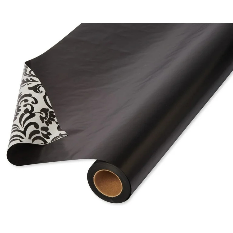 American Greetings Reversible Wrapping Paper, Black and Damask (1 Jumbo Roll, 175 sq. ft.) | Walmart (US)
