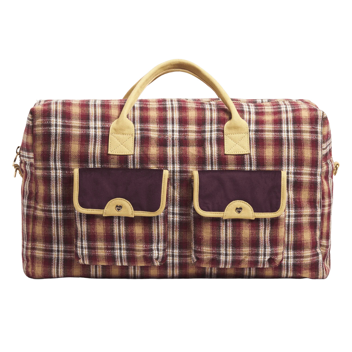 Extra Large Pocket Duffle Bag by Stoney Clover Lane Burgundy Woven Plaid Nylon | Stoney Clover Lane