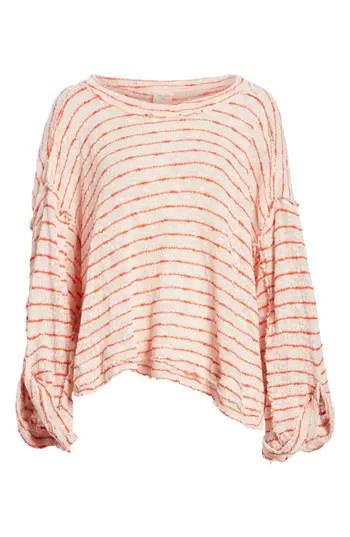 Women's Free People Island Girl Hacci Stripe Tee, Size X-Small - Pink | Nordstrom