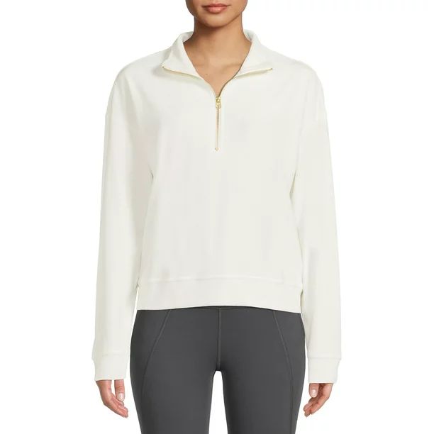 Avia Women's 1/4 Zip Velour Pullover Sweatshirt - Walmart.com | Walmart (US)