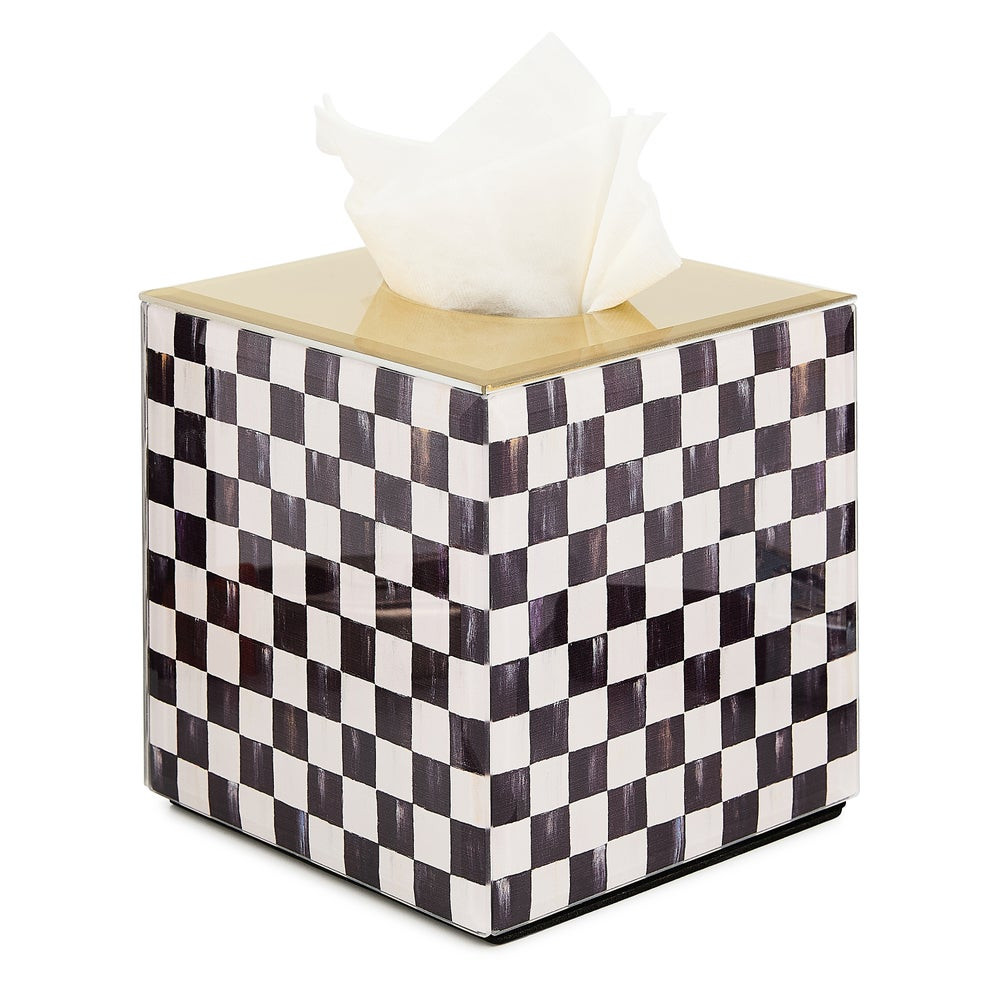 Courtly Check Glass Boutique Tissue Box Cover | MacKenzie-Childs