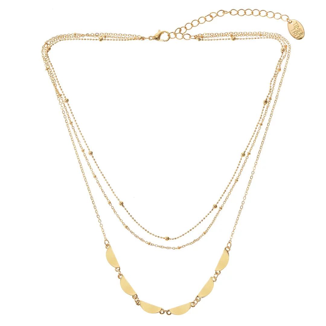 Time and Tru Womens 3 Layer Gold Tone Necklace | Walmart (US)